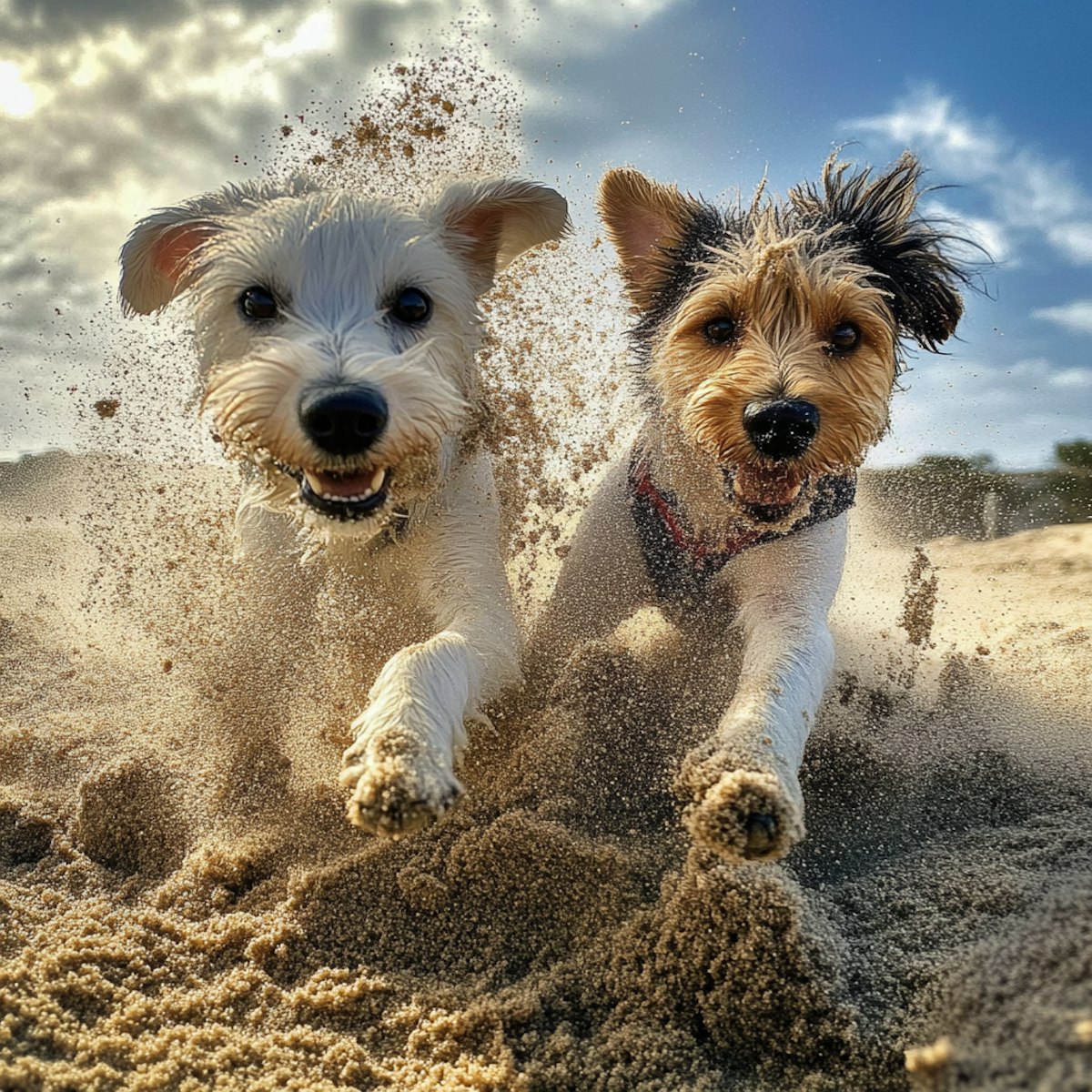 Dogs Running on Beach (1)